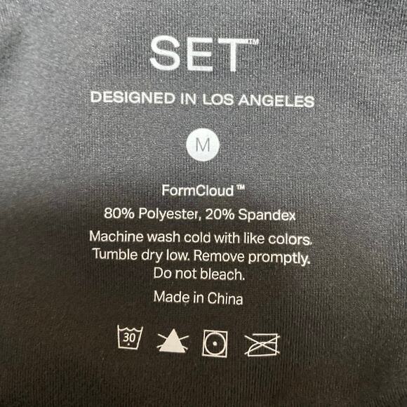 Set Active Womens Dark Gray Mid Rise Yoga Workout Athletic Leggings Pants Size M - Picture 4 of 4